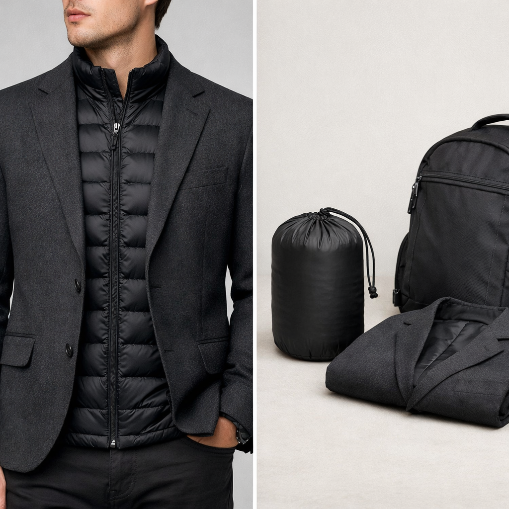 image from Slim vs Packable: Black Puffers That Disappear Under Blazers
