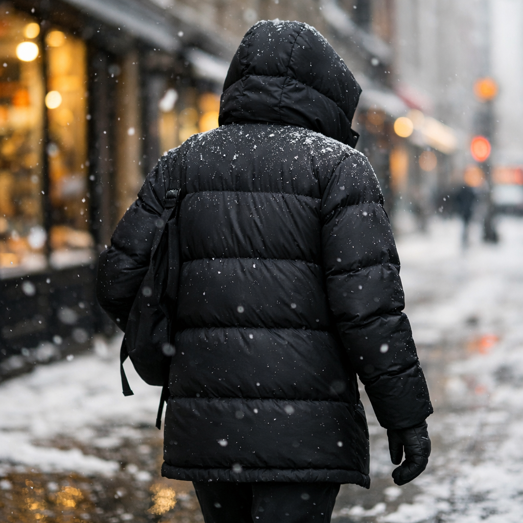 image from Windproof, Waterproof Black Puffers That Keep City Snow Days Comfortable